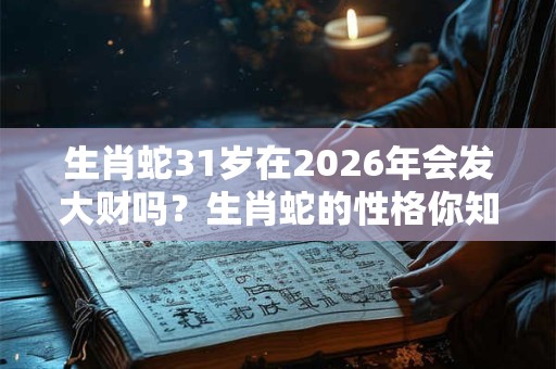 生肖蛇31岁在2026年会发大财吗？生肖蛇的性格你知道多少？