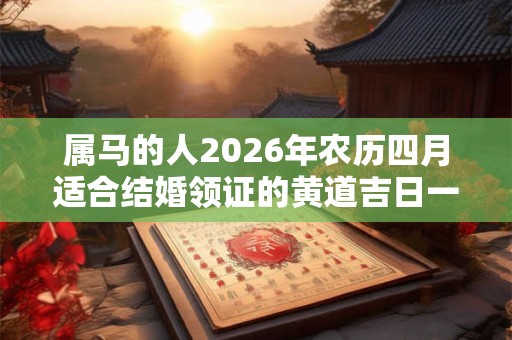 属马的人2026年农历四月适合结婚领证的黄道吉日一览