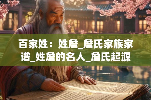 百家姓:姓詹_詹氏家族家谱_姓詹的名人_詹氏起源 百家姓:姓詹_詹氏家族家谱_姓詹的名人_詹氏起源