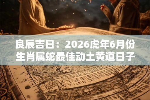 良辰吉日:2026虎年6月份生肖属蛇最佳动土黄道日子一览 良辰吉日:2026虎年6月份生肖属蛇最佳动土黄道日子一览