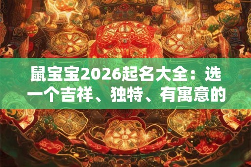 鼠宝宝2026起名大全：选一个吉祥、独特、有寓意的名字！