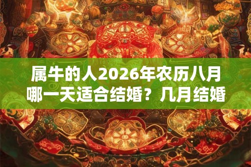 属牛的人2026年农历八月哪一天适合结婚？几月结婚比较好？