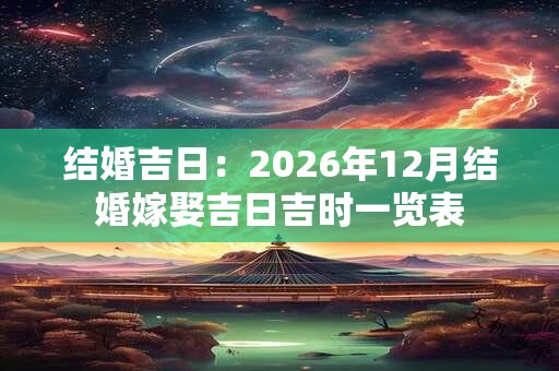 结婚吉日:2026年12月结婚嫁娶吉日吉时一览表 结婚吉日:2026年12月结婚嫁娶吉日吉时一览表