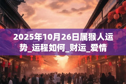 2025年10月26日属猴人运势_运程如何_财运_爱情