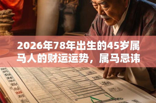2026年78年出生的45岁属马人的财运运势,属马忌讳做什么生意? 2026年78年出生的45岁属马人的财运运势,属马忌讳做什么生意?