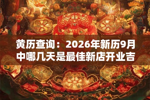 黄历查询:2026年新历9月中哪几天是最佳新店开业吉日 黄历查询:2026年新历9月中哪几天是最佳新店开业吉日