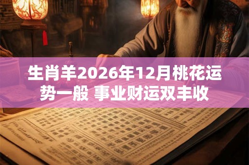 生肖羊2026年12月桃花运势一般 事业财运双丰收