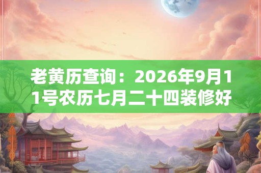 老黄历查询：2026年9月11号农历七月二十四装修好吗