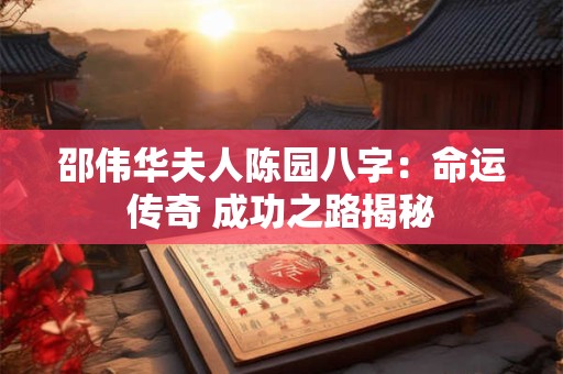 邵伟华夫人陈园八字：命运传奇 成功之路揭秘