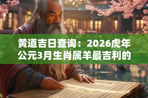 黄道吉日查询:2026虎年公元3月生肖属羊最吉利的搬家日子? 黄道吉日查询:2026虎年公元3月生肖属羊最吉利的搬家日子?