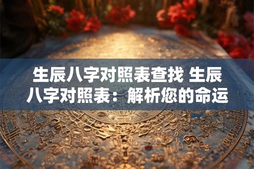 生辰八字对照表查找 生辰八字对照表:解析您的命运密码 生辰八字对照表查找 生辰八字对照表:解析您的命运密码