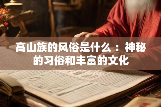 高山族的风俗是什么 ：神秘的习俗和丰富的文化