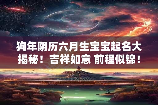 狗年阴历六月生宝宝起名大揭秘！吉祥如意 前程似锦！