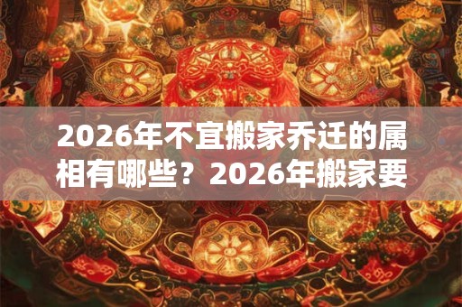 2026年不宜搬家乔迁的属相有哪些？2026年搬家要注意什么？
