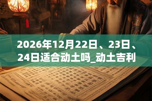 2026年12月22日、23日、24日适合动土吗_动土吉利吗