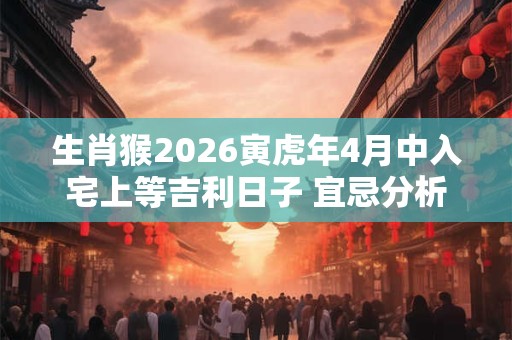 生肖猴2026寅虎年4月中入宅上等吉利日子 宜忌分析 生肖猴2026寅虎年4月中入宅上等吉利日子 宜忌分析