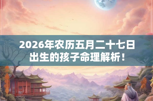 2026年农历五月二十七日出生的孩子命理解析！