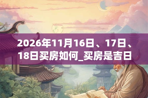 2026年11月16日、17日、18日买房如何_买房是吉日吗