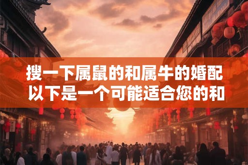 搜一下属鼠的和属牛的婚配 以下是一个可能适合您的和 搜一下属鼠的和属牛的婚配 以下是一个可能适合您的和