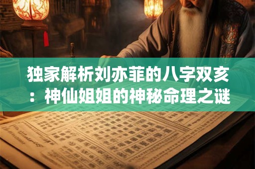 独家解析刘亦菲的八字双亥:神仙姐姐的神秘命理之谜! 独家解析刘亦菲的八字双亥:神仙姐姐的神秘命理之谜!