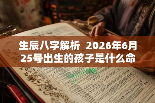 生辰八字解析  2026年6月25号出生的孩子是什么命