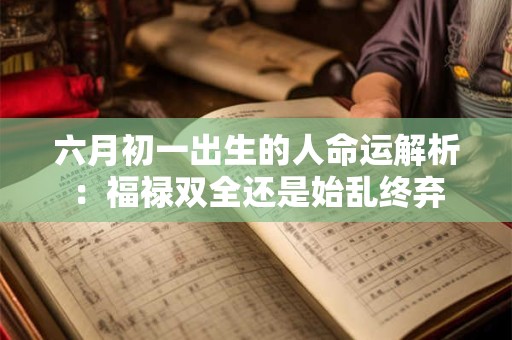 六月初一出生的人命运解析：福禄双全还是始乱终弃