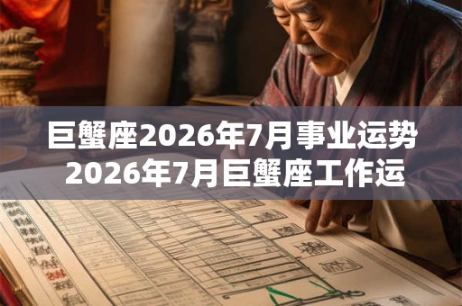 巨蟹座2026年7月事业运势 2026年7月巨蟹座工作运程详解 巨蟹座2026年7月事业运势 2026年7月巨蟹座工作运程详解