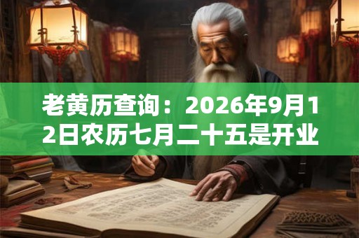 老黄历查询:2026年9月12日农历七月二十五是开业吉日吗? 老黄历查询:2026年9月12日农历七月二十五是开业吉日吗?
