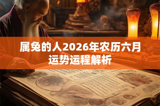 属兔的人2026年农历六月运势运程解析