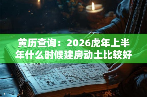 黄历查询：2026虎年上半年什么时候建房动土比较好