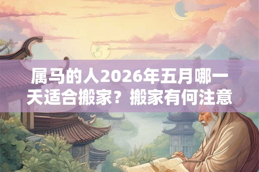 属马的人2026年五月哪一天适合搬家？搬家有何注意事项？