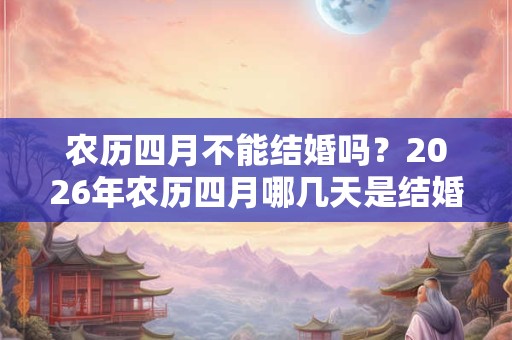 农历四月不能结婚吗?2026年农历四月哪几天是结婚吉日? 农历四月不能结婚吗?2026年农历四月哪几天是结婚吉日?