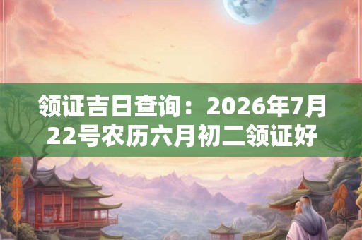 领证吉日查询：2026年7月22号农历六月初二领证好吗