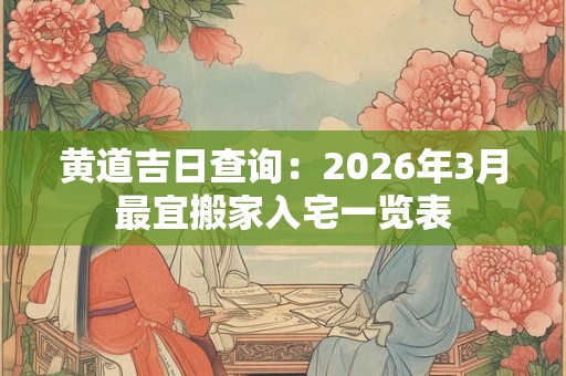黄道吉日查询：2026年3月最宜搬家入宅一览表