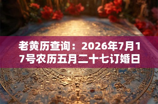 老黄历查询:2026年7月17号农历五月二十七订婚日子好吗 老黄历查询:2026年7月17号农历五月二十七订婚日子好吗
