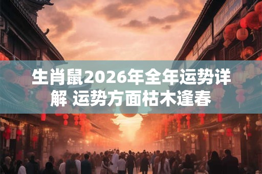生肖鼠2026年全年运势详解 运势方面枯木逢春
