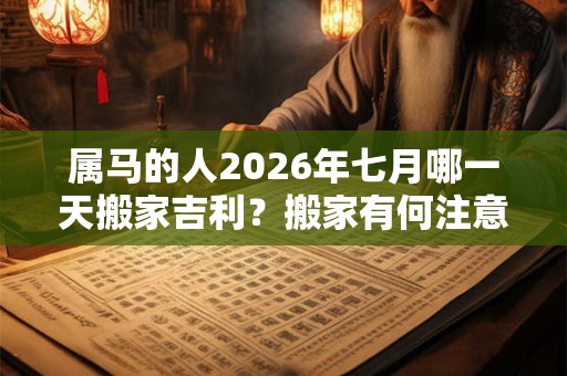 属马的人2026年七月哪一天搬家吉利？搬家有何注意事项？