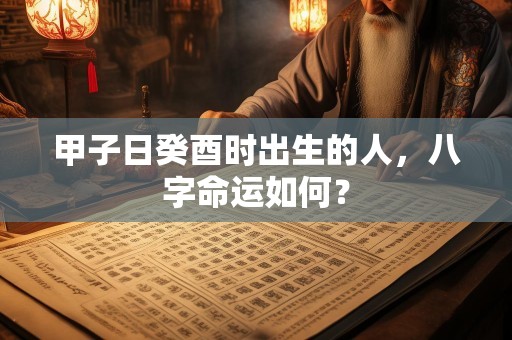 甲子日癸酉时出生的人，八字命运如何？
