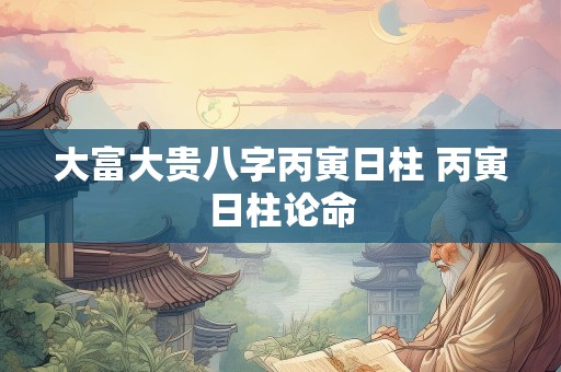 大富大贵八字丙寅日柱 丙寅日柱论命