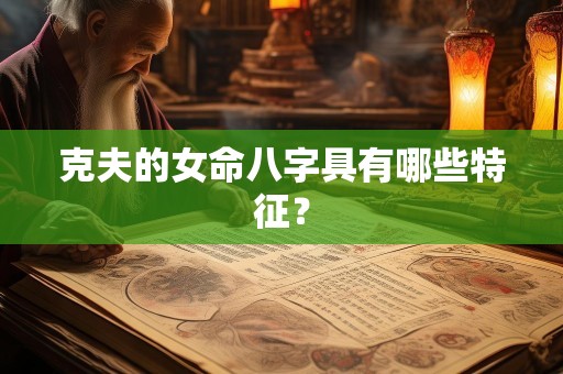 克夫的女命八字具有哪些特征？