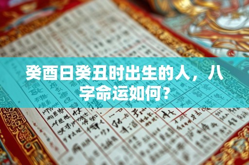 癸酉日癸丑时出生的人，八字命运如何？