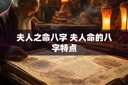 夫人之命八字 夫人命的八字特点