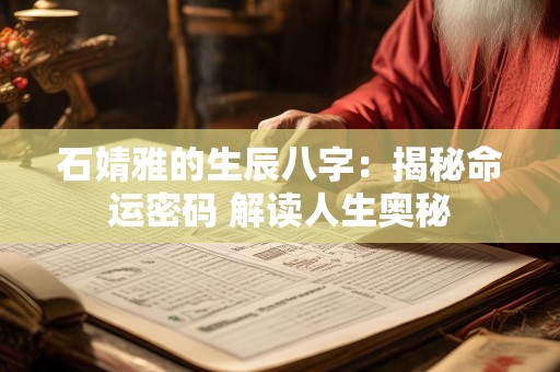 石婧雅的生辰八字：揭秘命运密码 解读人生奥秘