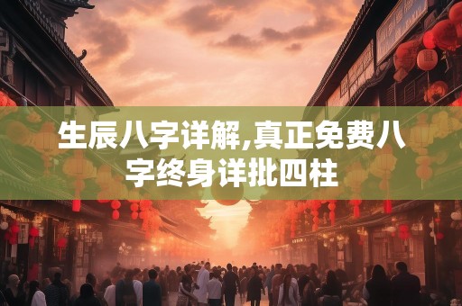生辰八字详解,真正免费八字终身详批四柱