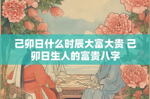 己卯日什么时辰大富大贵 己卯日生人的富贵八字