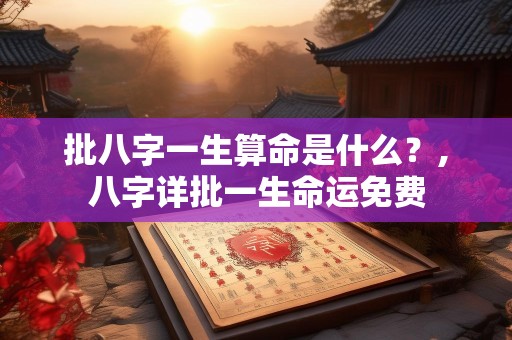 批八字一生算命是什么？,八字详批一生命运免费