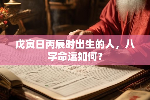 戊寅日丙辰时出生的人，八字命运如何？