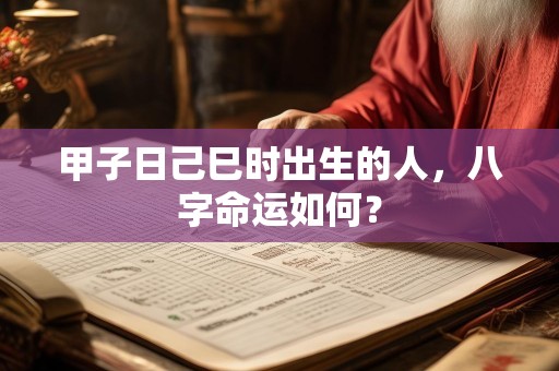 甲子日己巳时出生的人，八字命运如何？