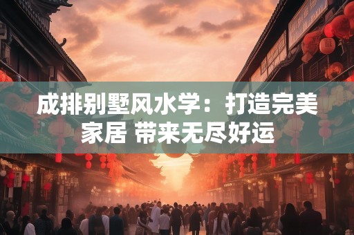 成排别墅风水学：打造完美家居 带来无尽好运