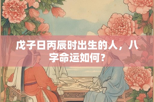戊子日丙辰时出生的人，八字命运如何？